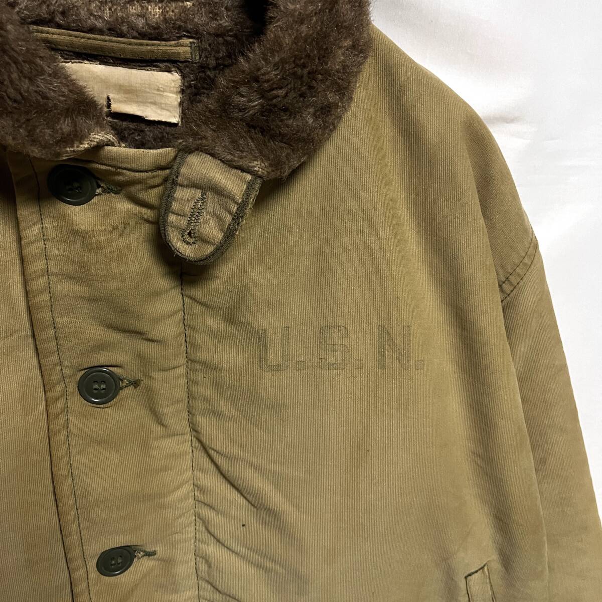 美品 40's米軍実物 N-1 デッキジャケットU S N ステンシル 美品 40's米軍実物 N-1 デッキジャケットU S N ステンシル