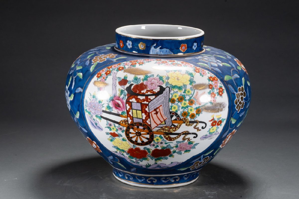 善古堂】某有名収集家買取品 古伊万里 色絵金彩御所車花唐草細密 善古堂】某有名収集家買取品 古伊万里 色絵金彩御所車花唐草細密