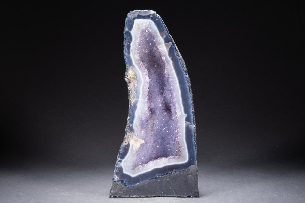 善古堂】某収集家放出品 時代物 天然水晶玉 アメジスト置物9.6