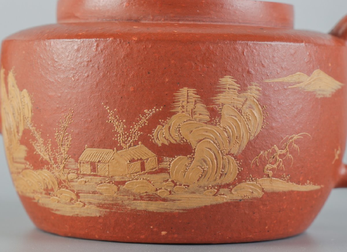 善古堂】某収集家放出品 明時代物「徐友泉」在銘 山水図紫砂朱泥 善古堂】某収集家放出品 明時代物「徐友泉」在銘 山水図紫砂朱泥