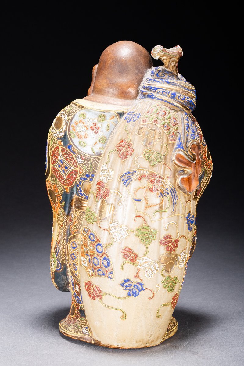 善古堂】某収集家放出品 明治時代 古九谷 色絵金彩布袋造像31CM 善古堂】某収集家放出品 明治時代 古九谷 色絵金彩布袋造像31CM