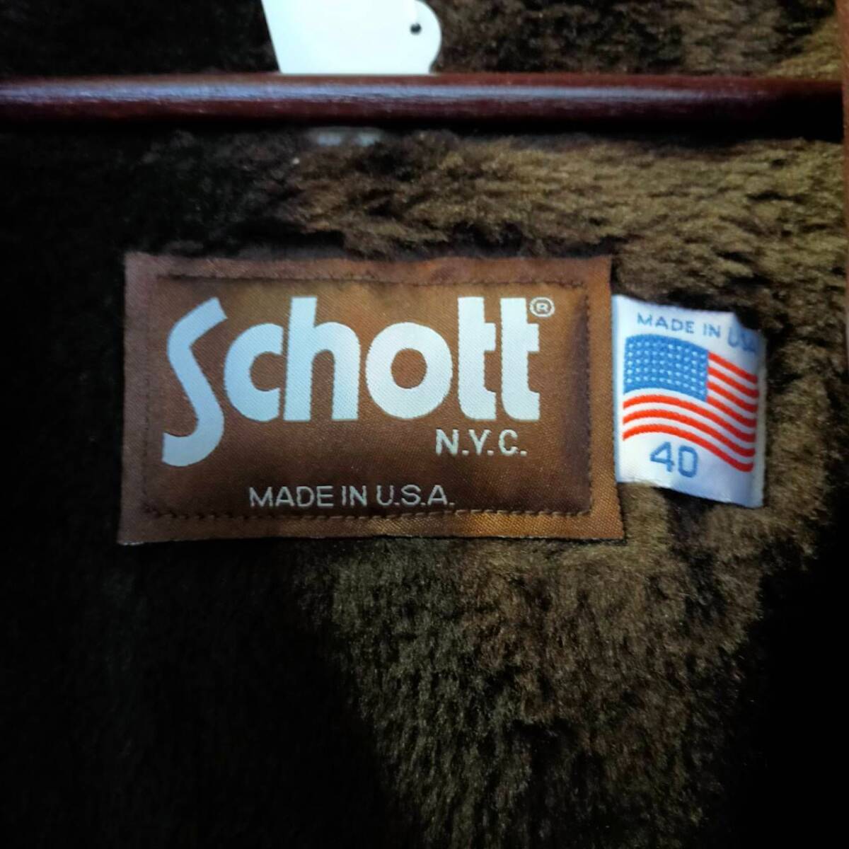 Schott ショット USA製 レザー ジャケット 40 牛革 裏ボア TALON Schott ショット USA製 レザー ジャケット 40 牛革 裏ボア TALON