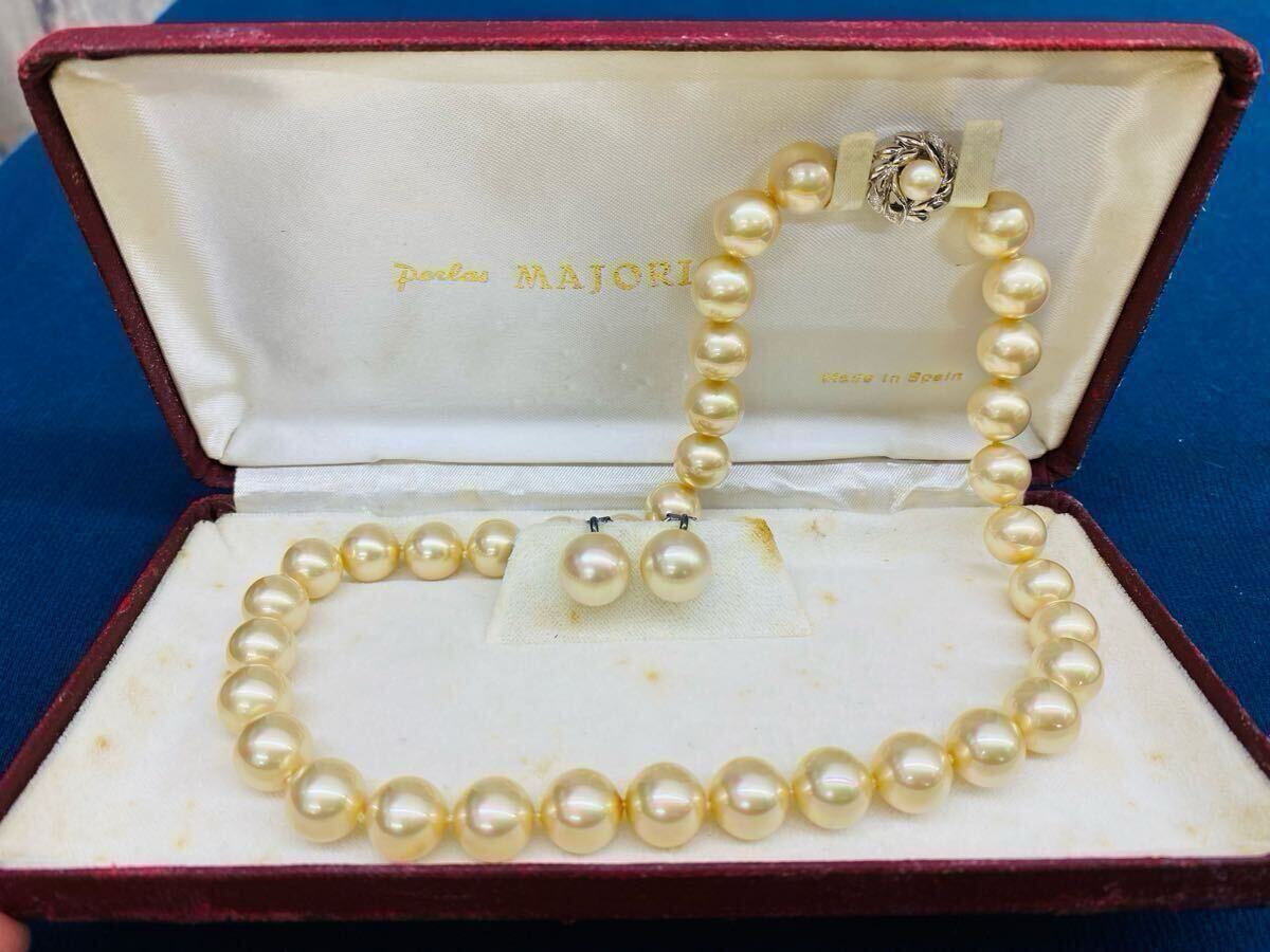 N6358〉 マジョリカパール ネックレス イヤリング セット 人工 N6358〉 マジョリカパール ネックレス イヤリング セット 人工