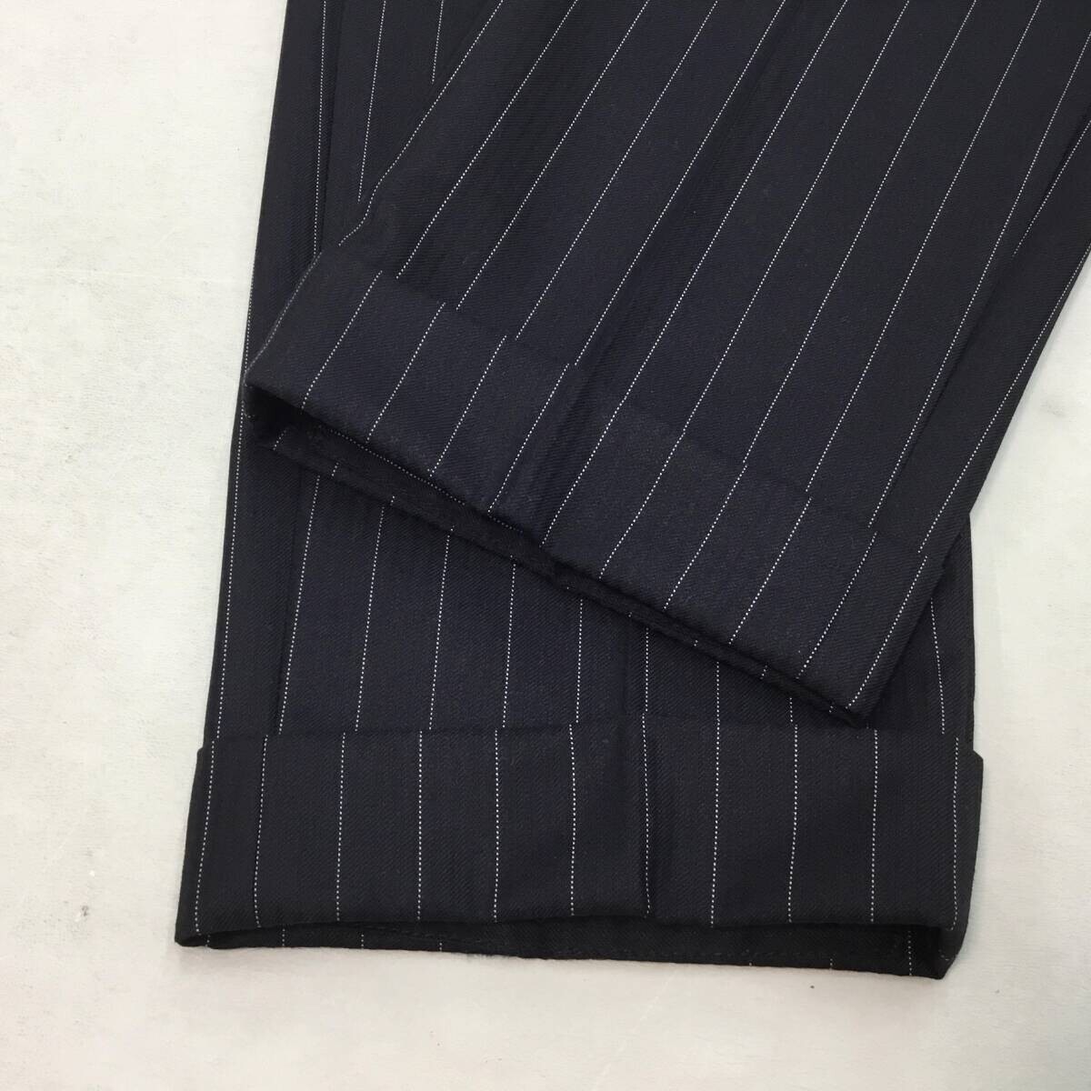 日本制 Durban ダーバン Zeal ジール セットアップ スーツ ジャケット パンツ ブラック サイズ92A5 メンズ シルク混 ダブル 1.02kg【026】