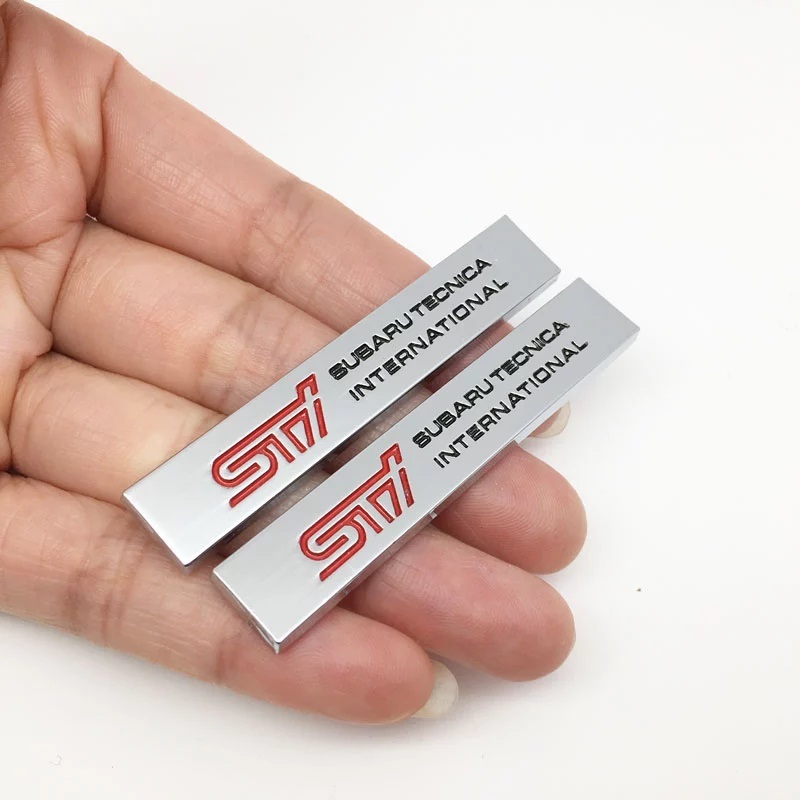 【ゆうパケット送料込】STI エンブレムプレート 縦1.0cm×橫6.0cm　2枚組　SUBARU スバル　金屬制 