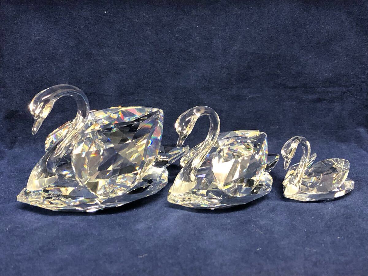 SWAROVSKI スワロフスキー クリスタル 3点 スワン 白鳥 大中小 SWAROVSKI スワロフスキー クリスタル 3点 スワン 白鳥 大中小