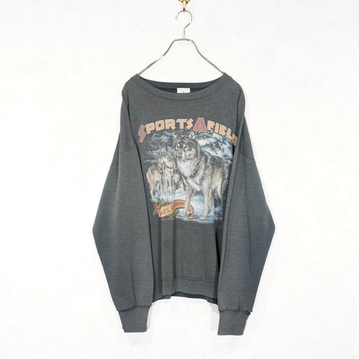 90's USA VINTAGE DELTA WOLF PRINT DESIGN SWEAT SHIET/90年代 90's USA VINTAGE DELTA WOLF PRINT DESIGN SWEAT SHIET/90年代