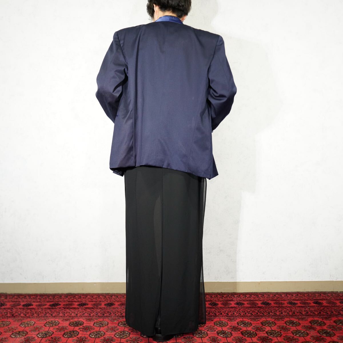 EU VINTAGE NAVY COLOR DOUBLE DESIGN TAILORED JACKET EU VINTAGE NAVY COLOR DOUBLE DESIGN TAILORED JACKET