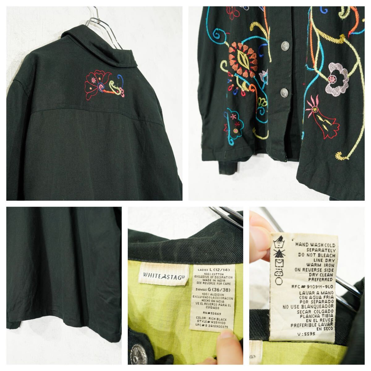 USA VINTAGE WHITE STAG FLOWER PATTERNED DESIGN JACKET/アメリカ古著お花刺繍デザインジャケット
