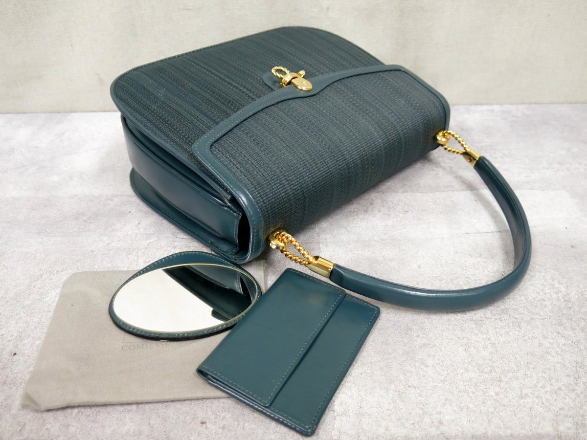 超美品○COMTESSE コンテス○ロゴ金具○トップハンドル○ホース 超美品○COMTESSE コンテス○ロゴ金具○トップハンドル○ホース