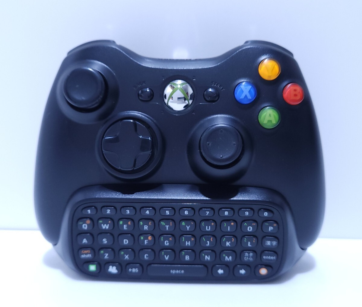  Microsoft XBOX 360 беспроводной чёрный управление + chat накладка Microsoft Xbox 360 редкий товар прекрасный товар / рабочий товар рабочее состояние подтверждено (E-3)