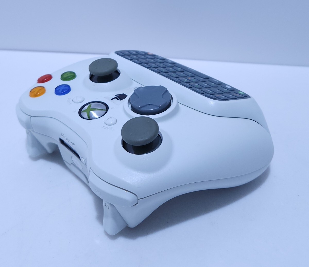  Microsoft XBOX 360 беспроводной белый управление + chat накладка Microsoft Xbox 360 редкий товар прекрасный товар / рабочий товар рабочее состояние подтверждено (E-2)