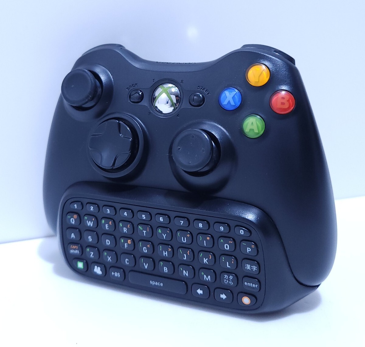 Microsoft XBOX 360 беспроводной чёрный управление + chat накладка Microsoft Xbox 360 редкий товар прекрасный товар / рабочий товар рабочее состояние подтверждено (E-3)