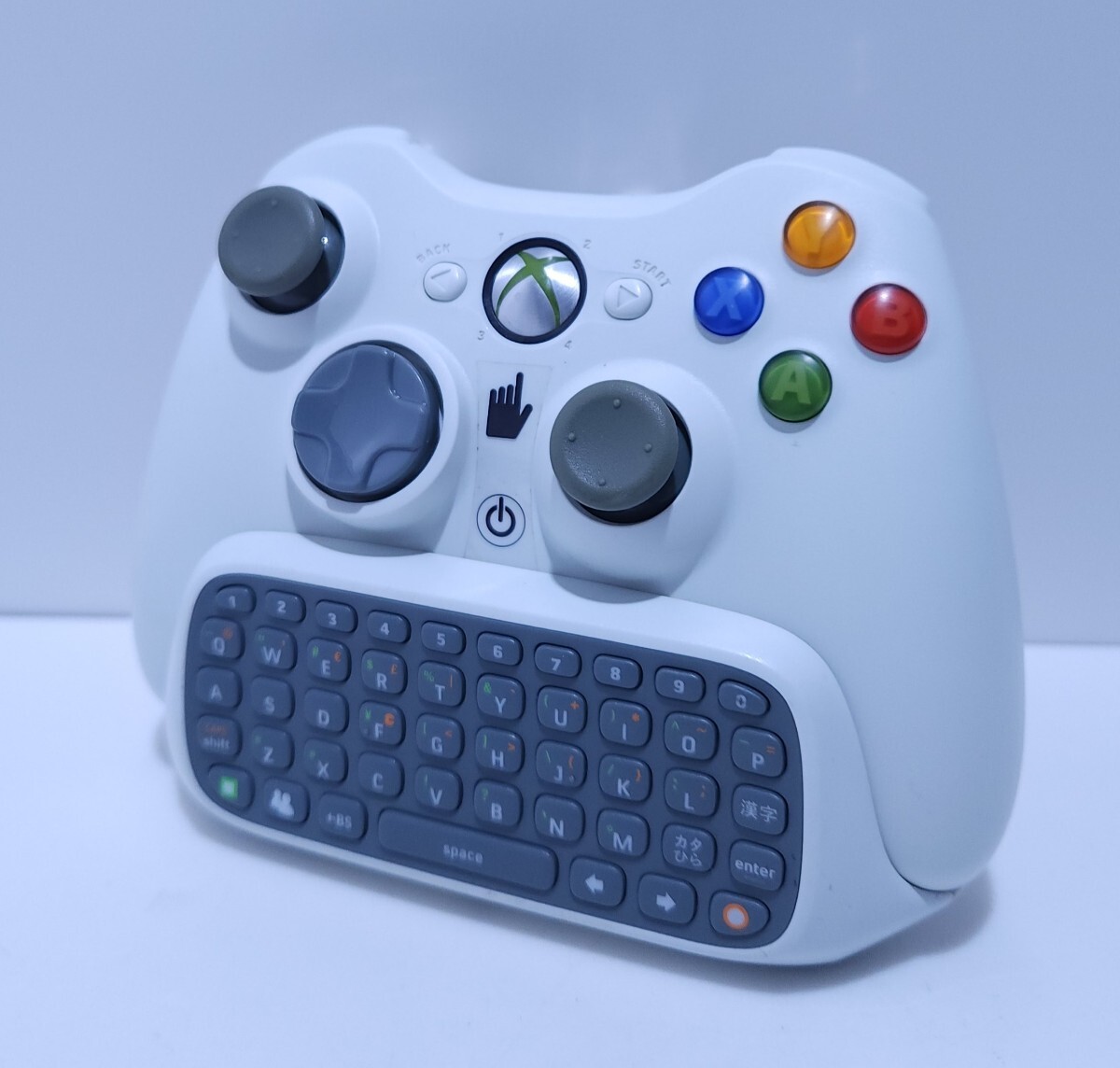  Microsoft XBOX 360 беспроводной белый управление + chat накладка Microsoft Xbox 360 редкий товар прекрасный товар / рабочий товар рабочее состояние подтверждено (E-2)