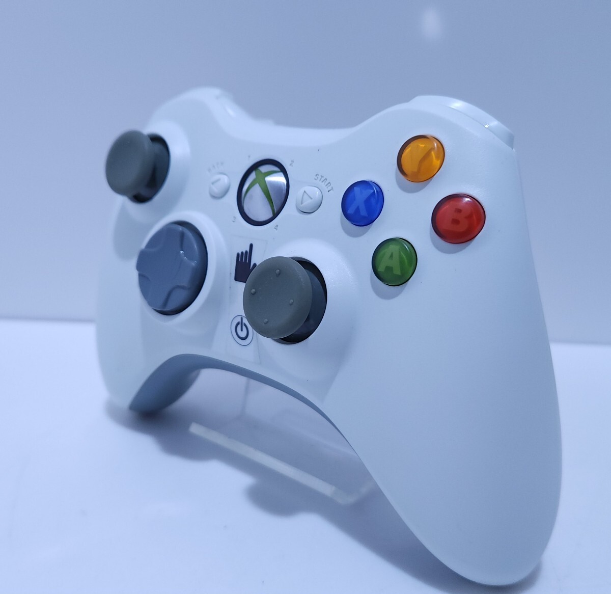  Microsoft XBOX 360 беспроводной белый управление + chat накладка Microsoft Xbox 360 редкий товар прекрасный товар / рабочий товар рабочее состояние подтверждено (E-2)