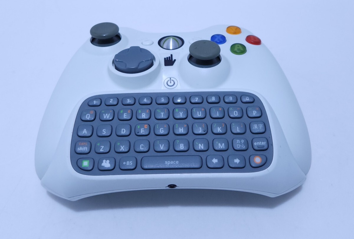  Microsoft XBOX 360 беспроводной белый управление + chat накладка Microsoft Xbox 360 редкий товар прекрасный товар / рабочий товар рабочее состояние подтверждено (E-2)