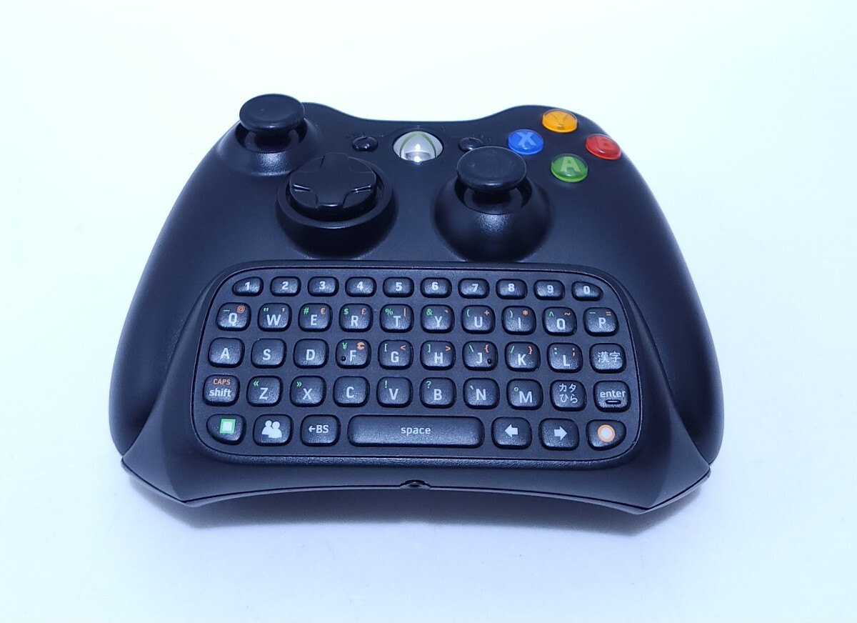  Microsoft XBOX 360 беспроводной чёрный управление + chat накладка Microsoft Xbox 360 редкий товар прекрасный товар / рабочий товар рабочее состояние подтверждено (E-3)