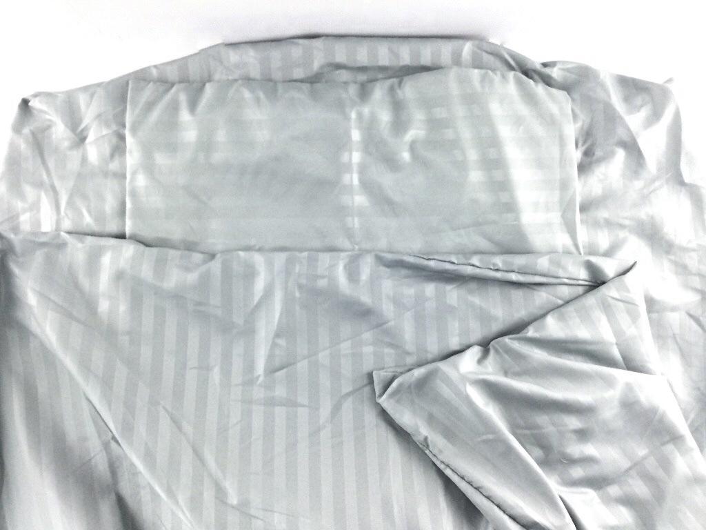 寢具カバー 3點(diǎn)セット ホテルライク サテン調(diào) シングル ストライプ柄 ブルーグレー