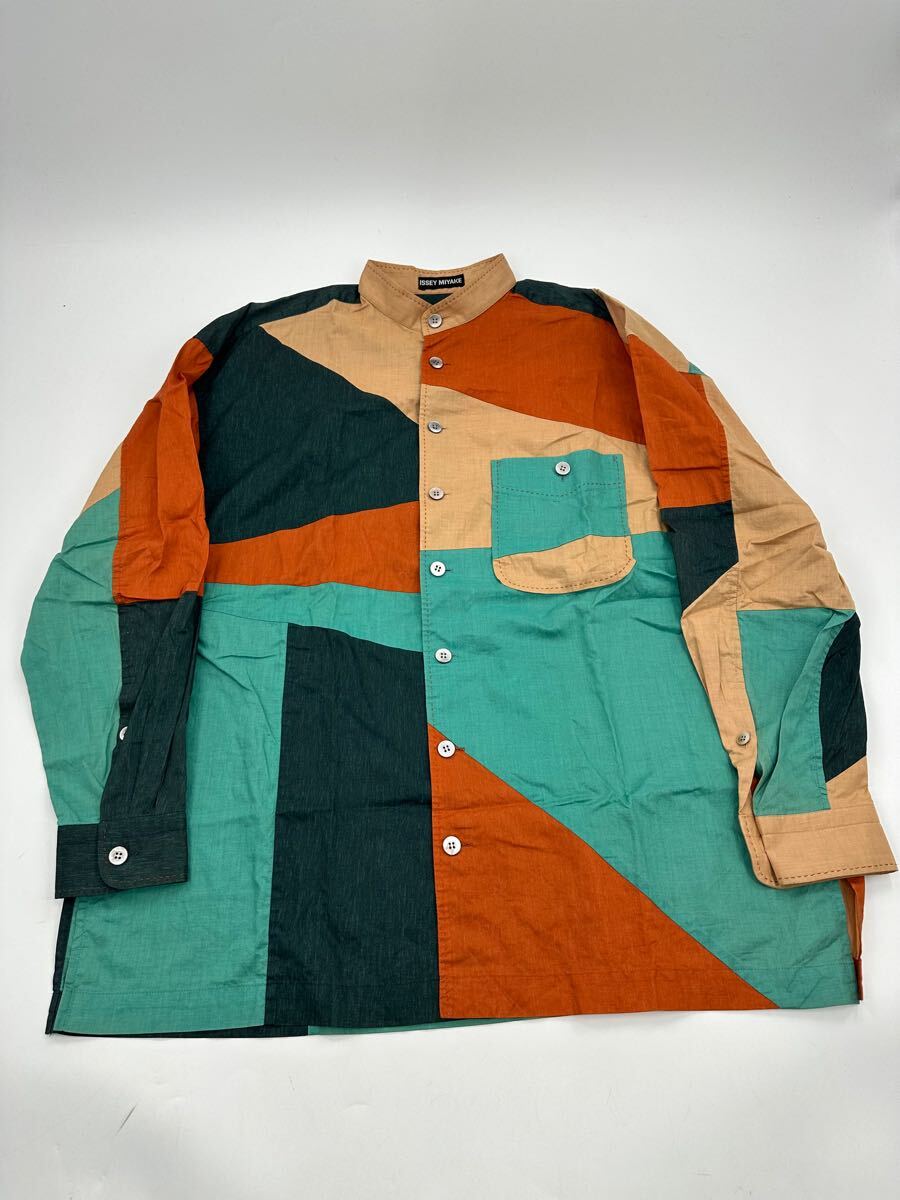 希少/美品 ヴィンテージ/issey miyake/クレイジー パターン 長袖シャツ/L /イッセイミヤケ men メン homme plisse オムプリッセ インナー