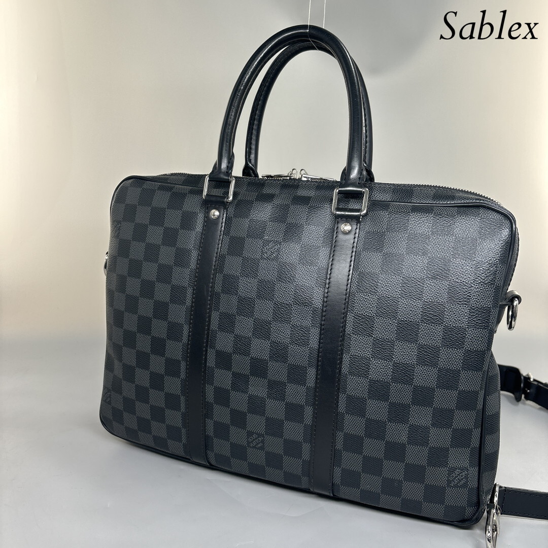 1円【超極美品/RFID】現(xiàn)行 LOUIS VUITTON ルイヴィトン ダミエグラフィット ポルトドキュマン ヴォワヤージュ ビジネスバッグ N41478
