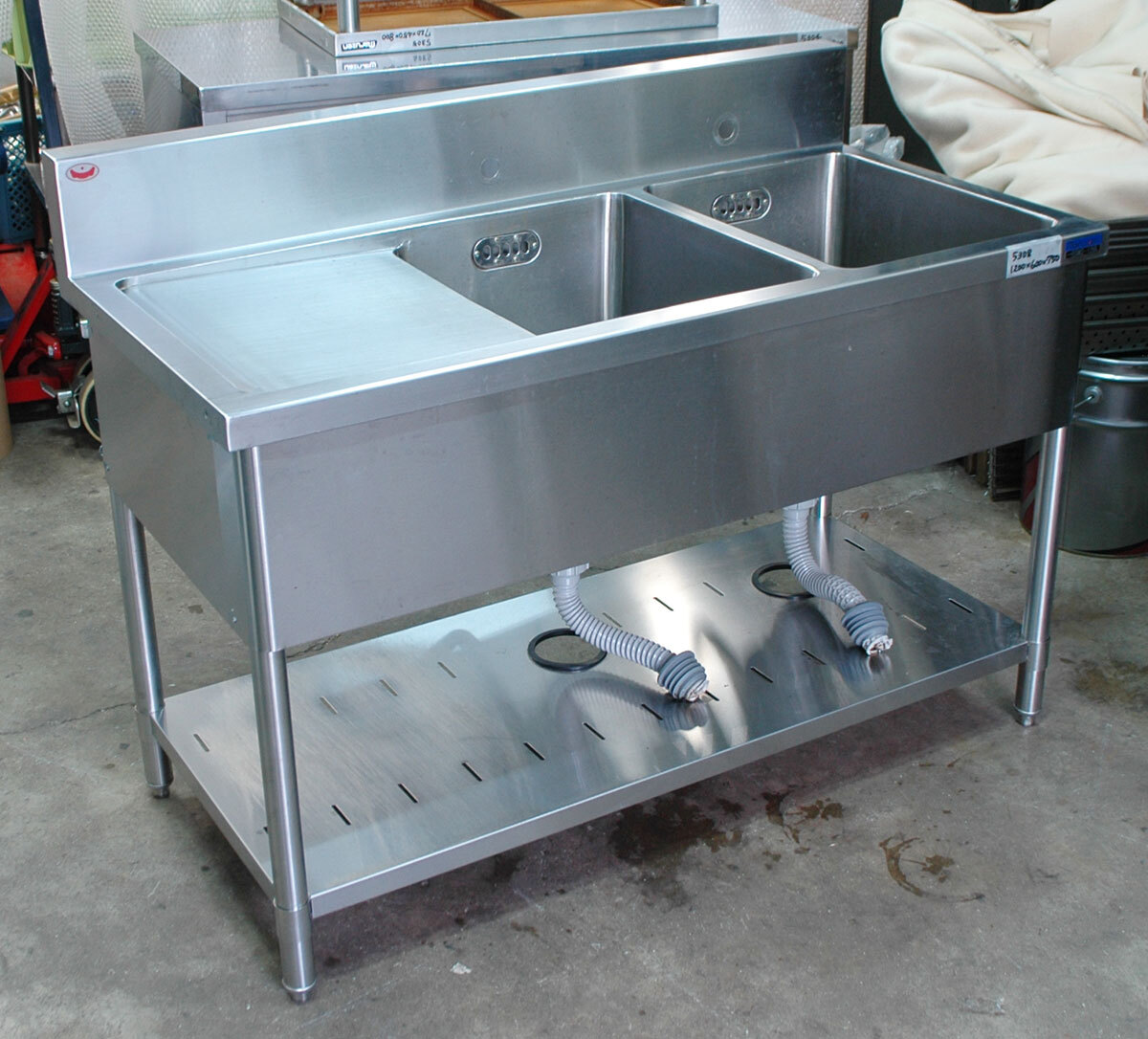 福岡～引取歓迎！マルゼン2槽シンク水切付 BSM2-126L 1200×600×750BG150 5308_画像2
