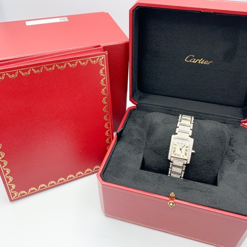 【保証書付】カルティエ タンクフランセーズ SM ベゼル&ブレスフルダイヤ SS レディース 腕時(shí)計(jì) CARTIER 時(shí)計(jì)