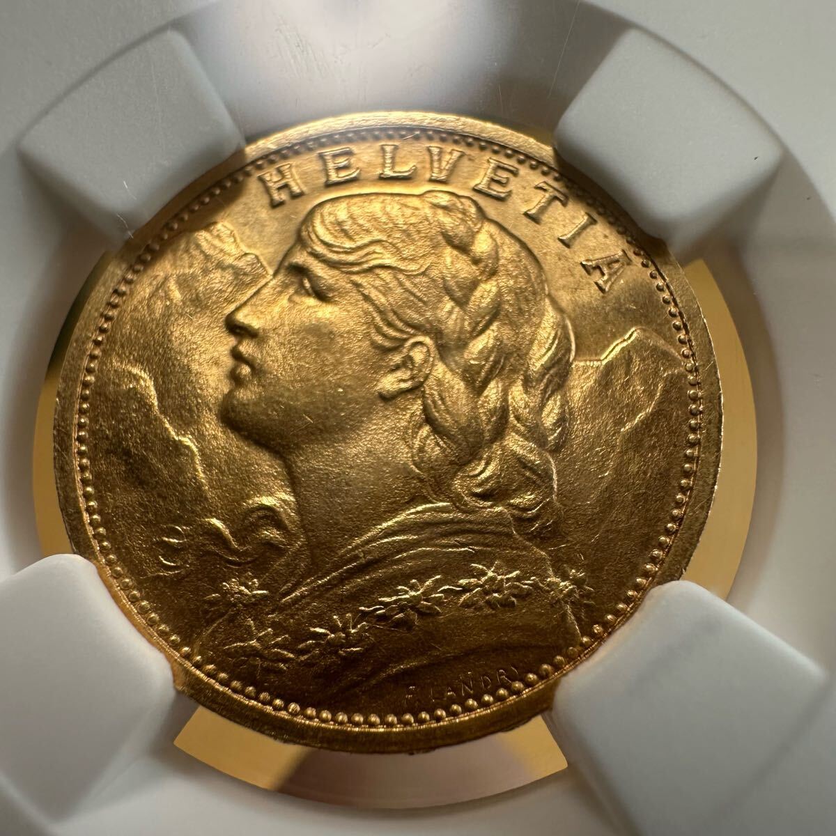 1910年B MS65 スイス アルプスの少女 ブレネリ 20フラン金貨 NGC 1910年B MS65 スイス アルプスの少女 ブレネリ 20フラン金貨 NGC