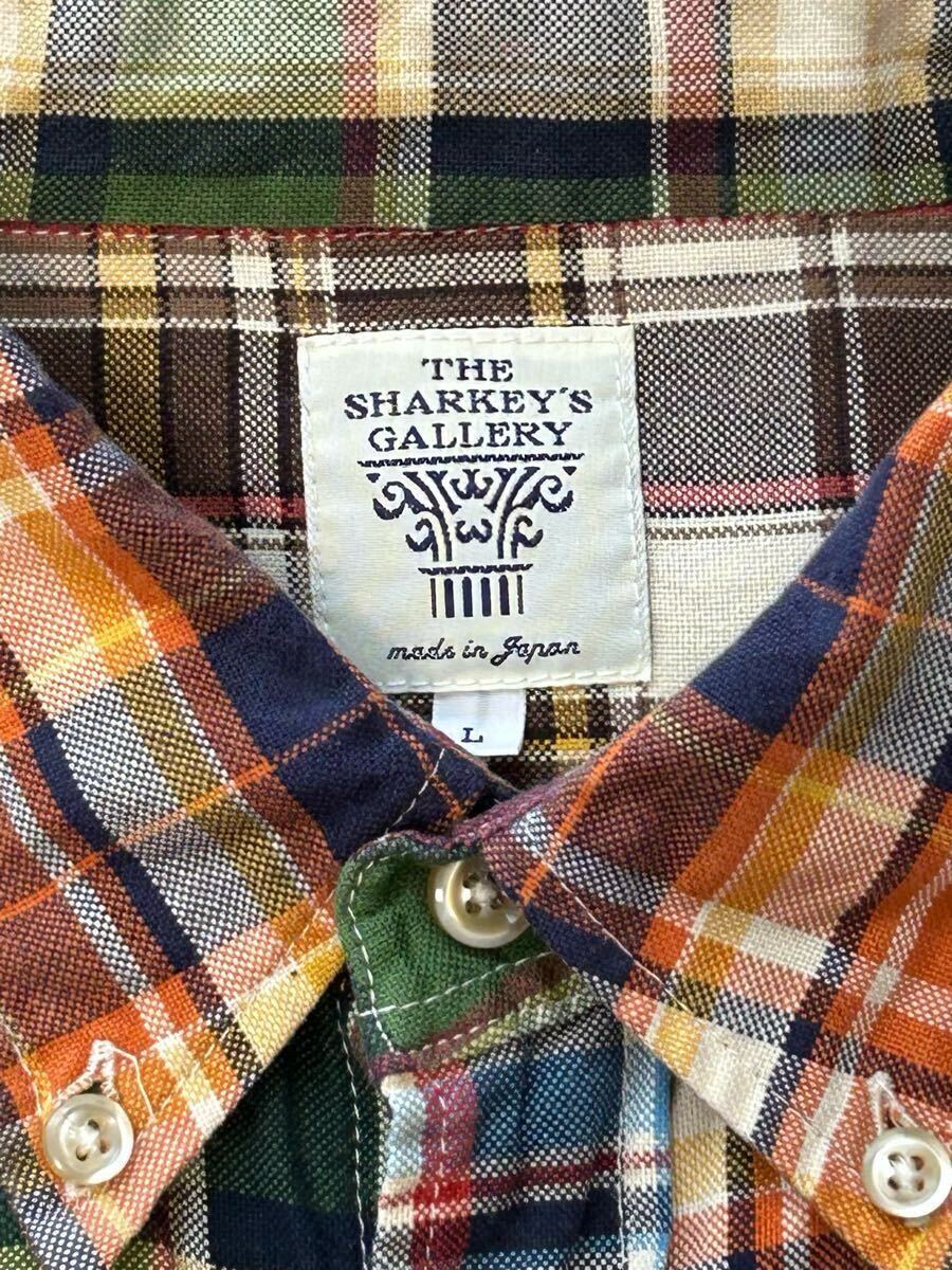 ザシャーキーズギャラリー THE SHARKEY'S GALLERY ボタンダウン 長袖 シャツ チェック柄 サイズL 日本製 美品_画像3