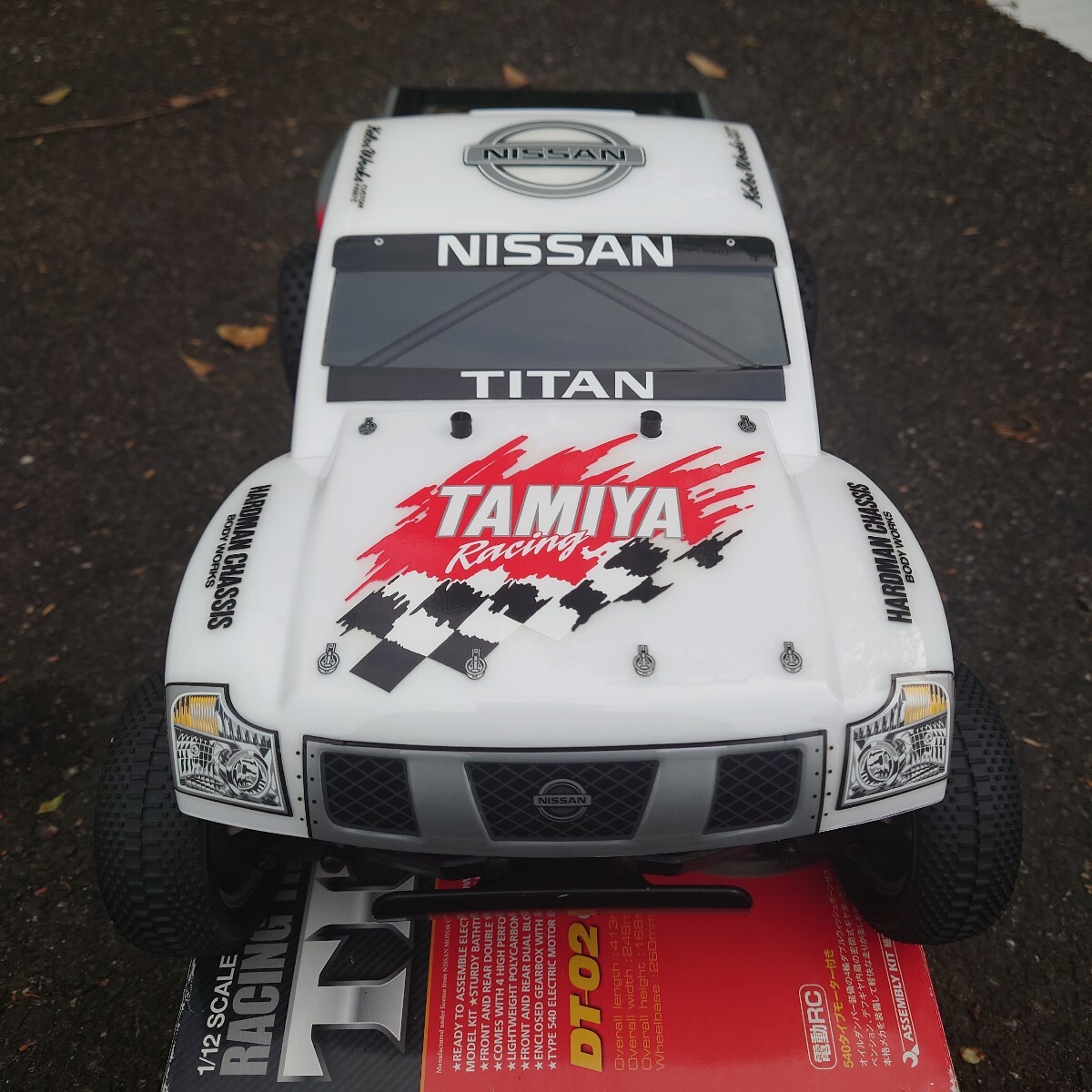 パーツ交換後未走行 タミヤ DT02T ニッサン タイタンレーストラック スポーツチューンモーター&フルベアリング ITEM.58511 フルセット_画像2