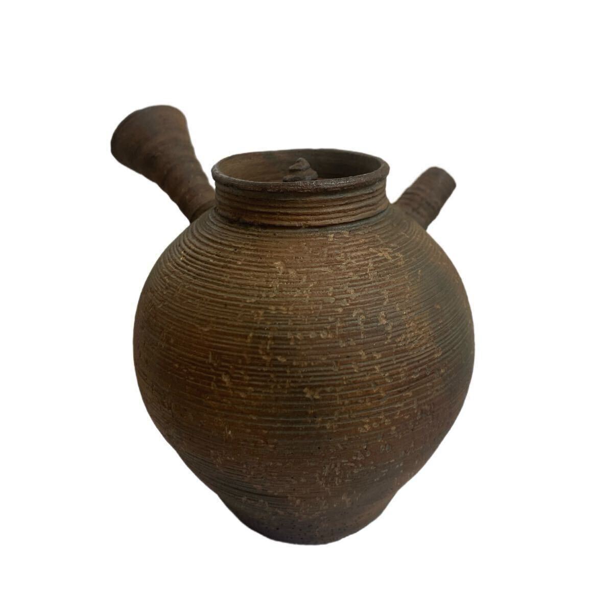 急須 備前焼 茶器 煎茶道具 在銘 土瓶 時代物 横手 南蛮焼 茶器