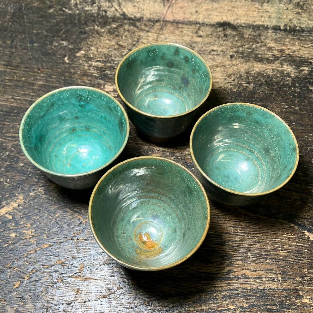 京都⑧ 整理品33 時代物 上野焼 緑釉煎茶器 ( 宝瓶 / 湯冷 京都⑧ 整理品33 時代物 上野焼 緑釉煎茶器 ( 宝瓶 / 湯冷