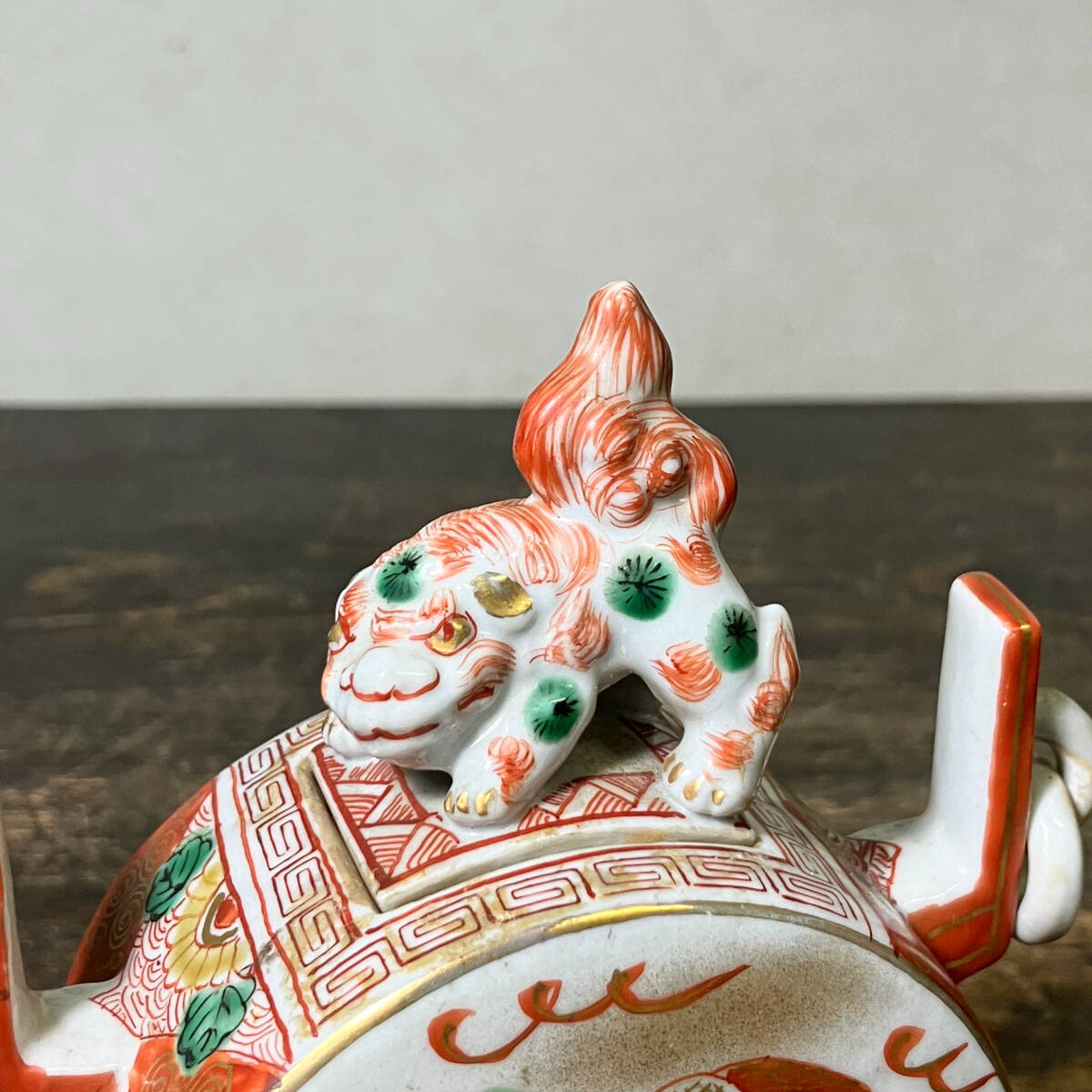 京都⑥ 整理品6 九谷焼 獅子摘蓋 色絵 鳳凰唐子文 香炉 高さ 京都⑥ 整理品6 九谷焼 獅子摘蓋 色絵 鳳凰唐子文 香炉 高さ