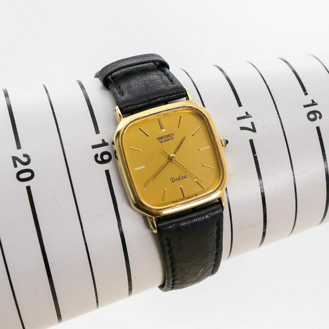 稼働 SEIKO Dolce 腕時計 14KT スクエア メンズ レザー1283 稼働 SEIKO Dolce 腕時計 14KT スクエア メンズ レザー1283