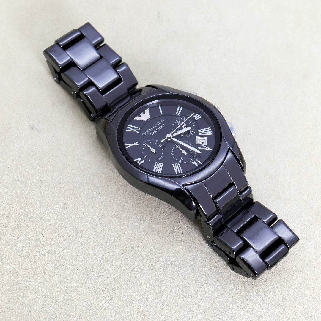 稼働 EMPORIO ARMANI 腕時計 セラミカ クロノグラフ 1271