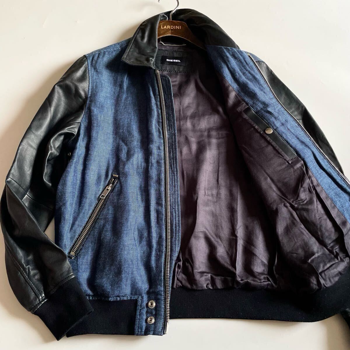 DIESEL ディーゼル│デニム×レザー 切替 羊革 シープスキン 綿 DIESEL ディーゼル│デニム×レザー 切替 羊革 シープスキン 綿