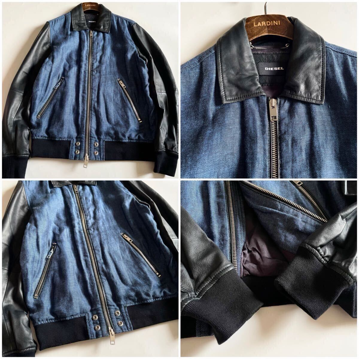 DIESEL ディーゼル│デニム×レザー 切替 羊革 シープスキン 綿 DIESEL ディーゼル│デニム×レザー 切替 羊革 シープスキン 綿