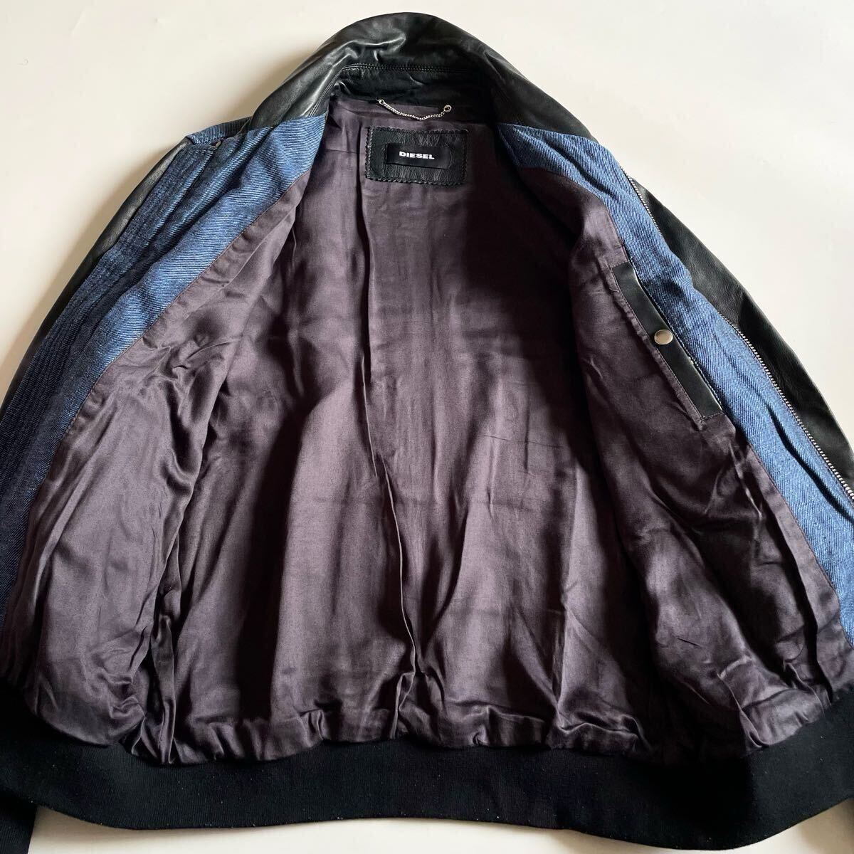 DIESEL ディーゼル│デニム×レザー 切替 羊革 シープスキン 綿 DIESEL ディーゼル│デニム×レザー 切替 羊革 シープスキン 綿