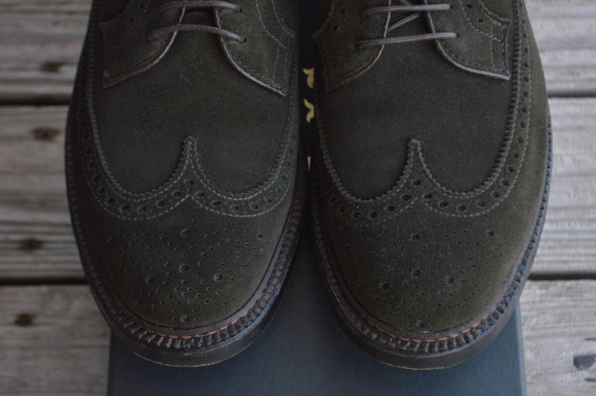 美品 ALDEN ロングウイングチップ 7D ダークグリーン カーキ 美品 ALDEN ロングウイングチップ 7D ダークグリーン カーキ