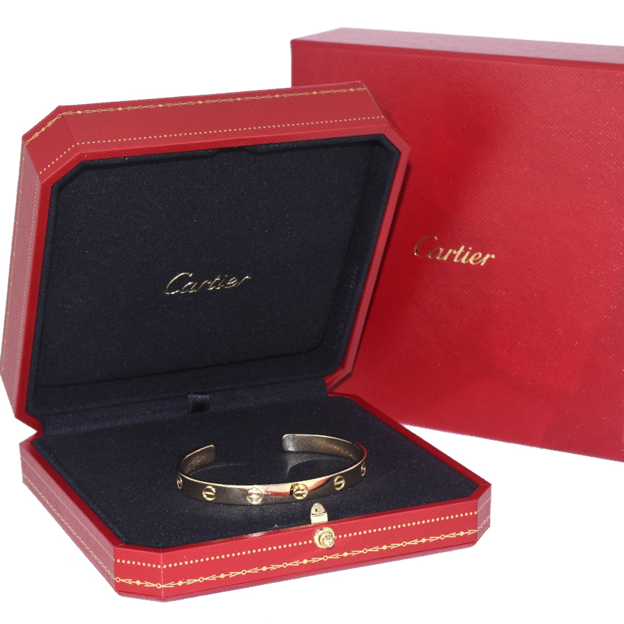 新品同様 LOVE ラブ ブレスレット オープン クラシックモデル K18イエローゴールド #17 ジュエリー Cartier