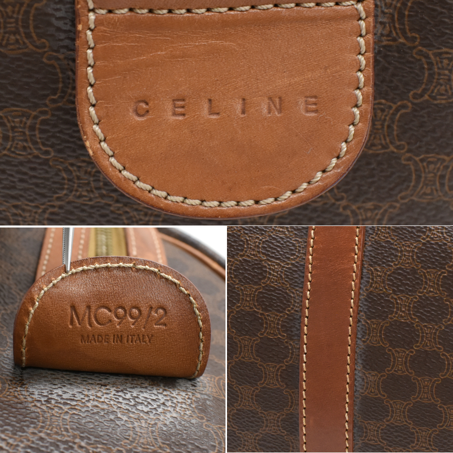  Celine ручная сумочка Mini Boston Macadam PVC кожа Brown Vintage CELINE