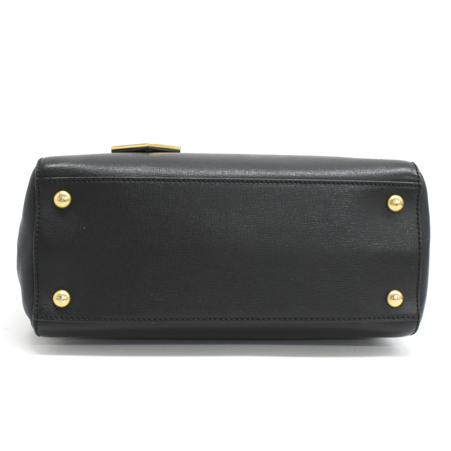 フェンディ プチトゥージュール 2way ハンドバッグ レザー ブラック ゴールド金具 FENDI