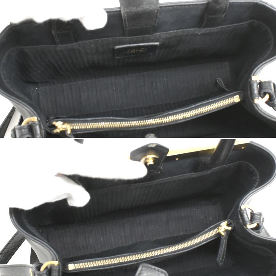 フェンディ プチトゥージュール 2way ハンドバッグ レザー ブラック ゴールド金具 FENDI