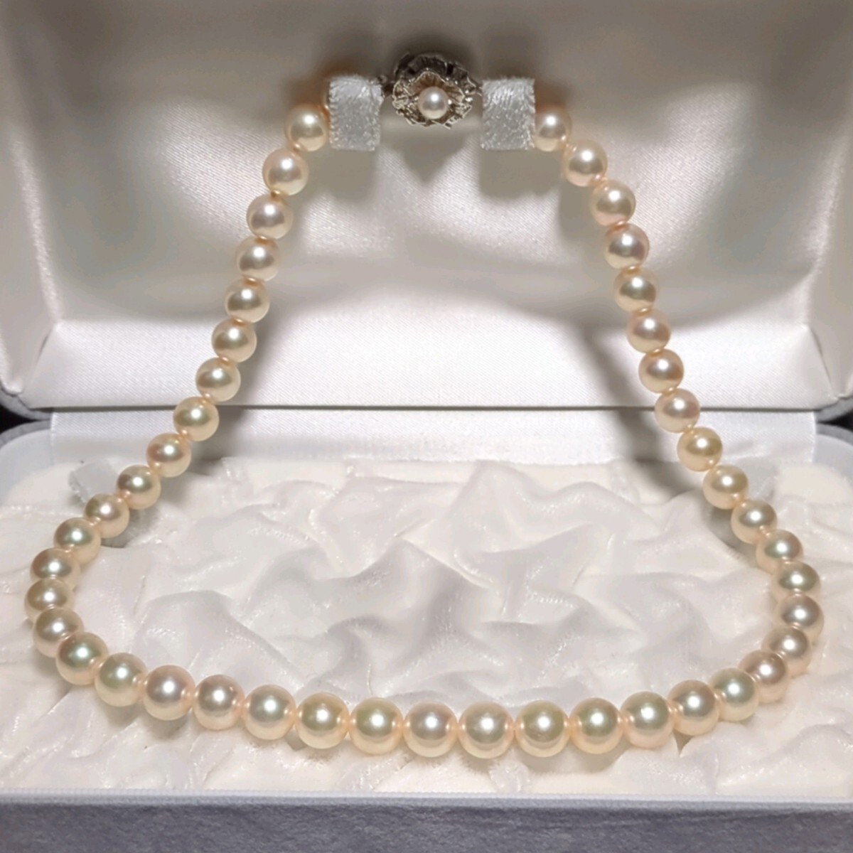 花珠級 ジュエリーマキ 8.5-9.0mm】アコヤ真珠 44cm 大珠 花珠級 ジュエリーマキ 8.5-9.0mm】アコヤ真珠 44cm 大珠