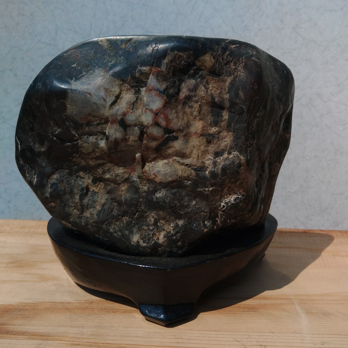 菊花石 台座付 鑑賞石 水石 盆石 天然石 原石 インテリア 1、8kg 菊花石 台座付 鑑賞石 水石 盆石 天然石 原石 インテリア 1、8kg