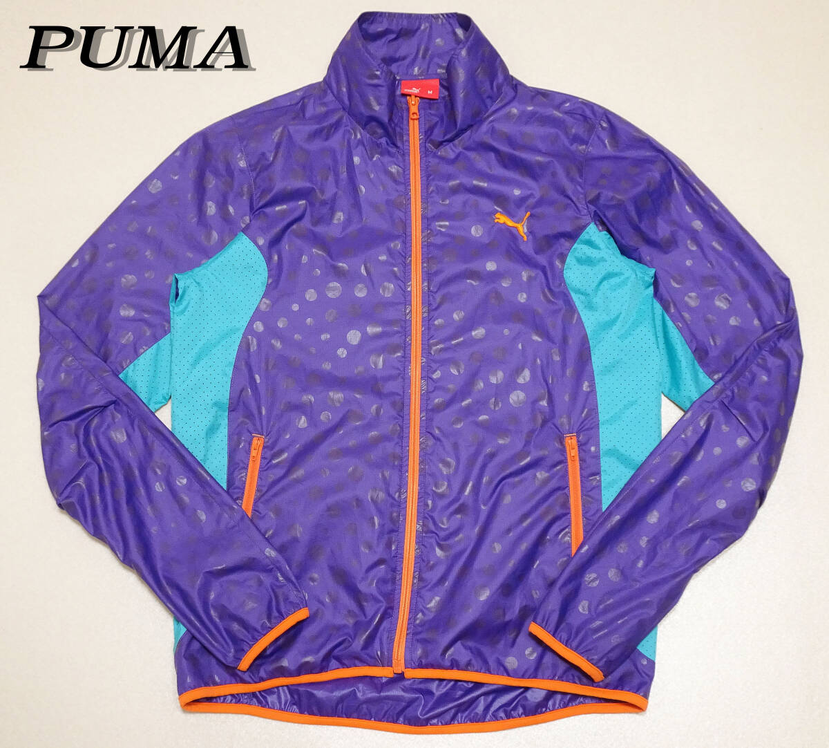 PUMA（プーマ）/ポリ100％/薄手/水玉/リップストップ/切替え/ナイロンジャケット/M