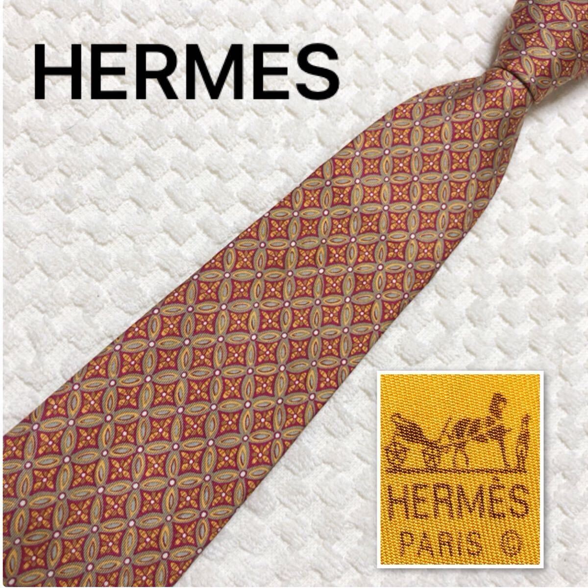 美品 HERMES エルメス ネクタイ 花柄 フラワー風装飾 総柄 美品 HERMES エルメス ネクタイ 花柄 フラワー風装飾 総柄