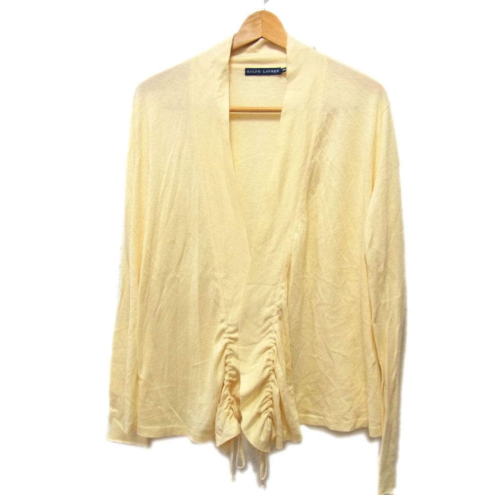 $ прекрасный товар $ редкость # RALPH LAUREN Ralph Lauren # длинный рукав кардиган # передний открытый # женский XXL# желтый # большой размер весна лето осень 