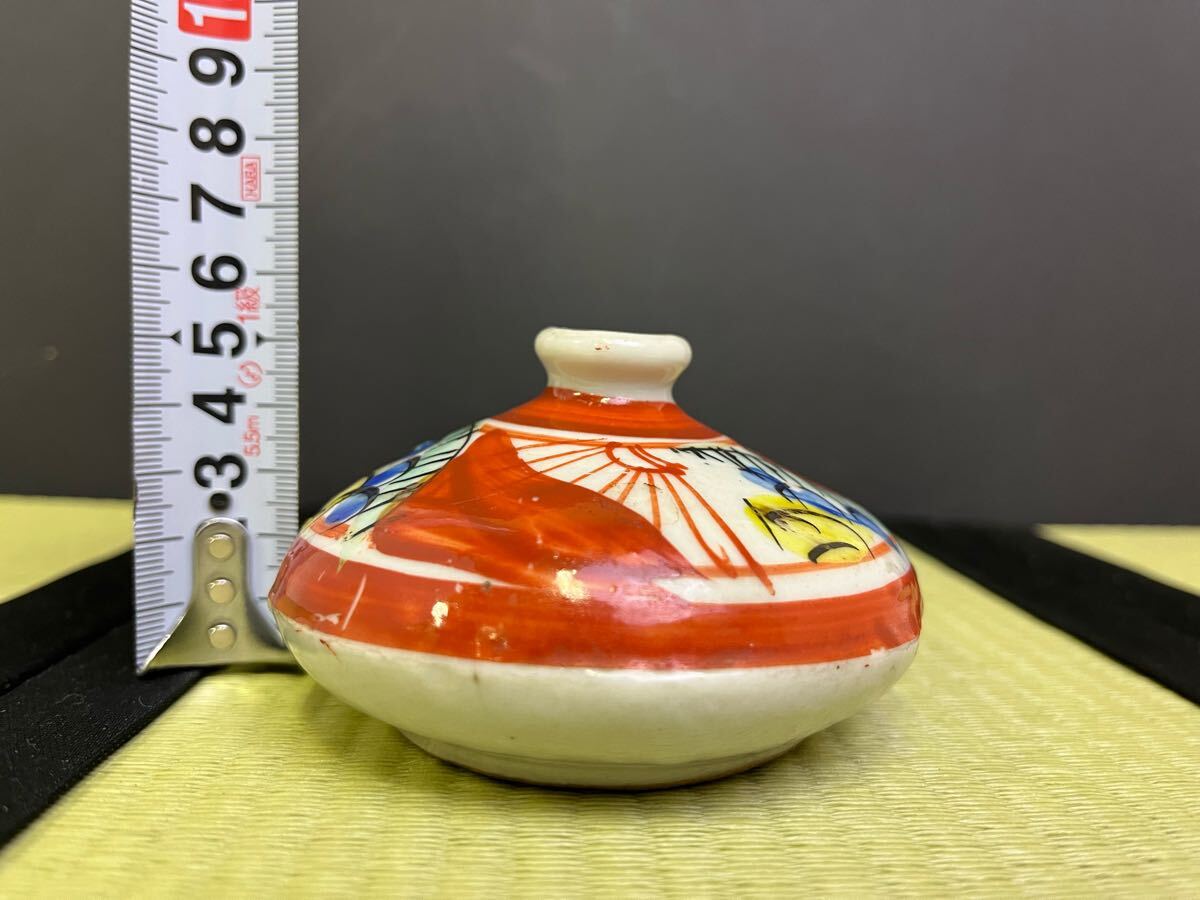  старый Imari Edo ~ Meiji масло кувшин "hu" масло . один колесо .. красный . ваза для цветов времена предмет поставка со склада 