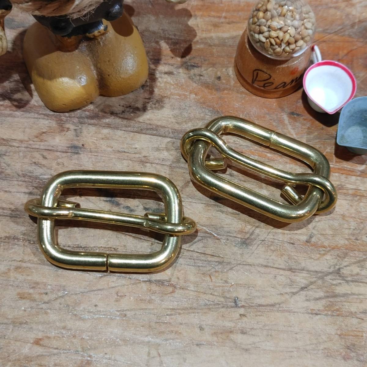 レザークラフト 真鍮金具 Brass　線カン ベルト調(diào)節(jié)具　內(nèi)徑26mm　2個 セット