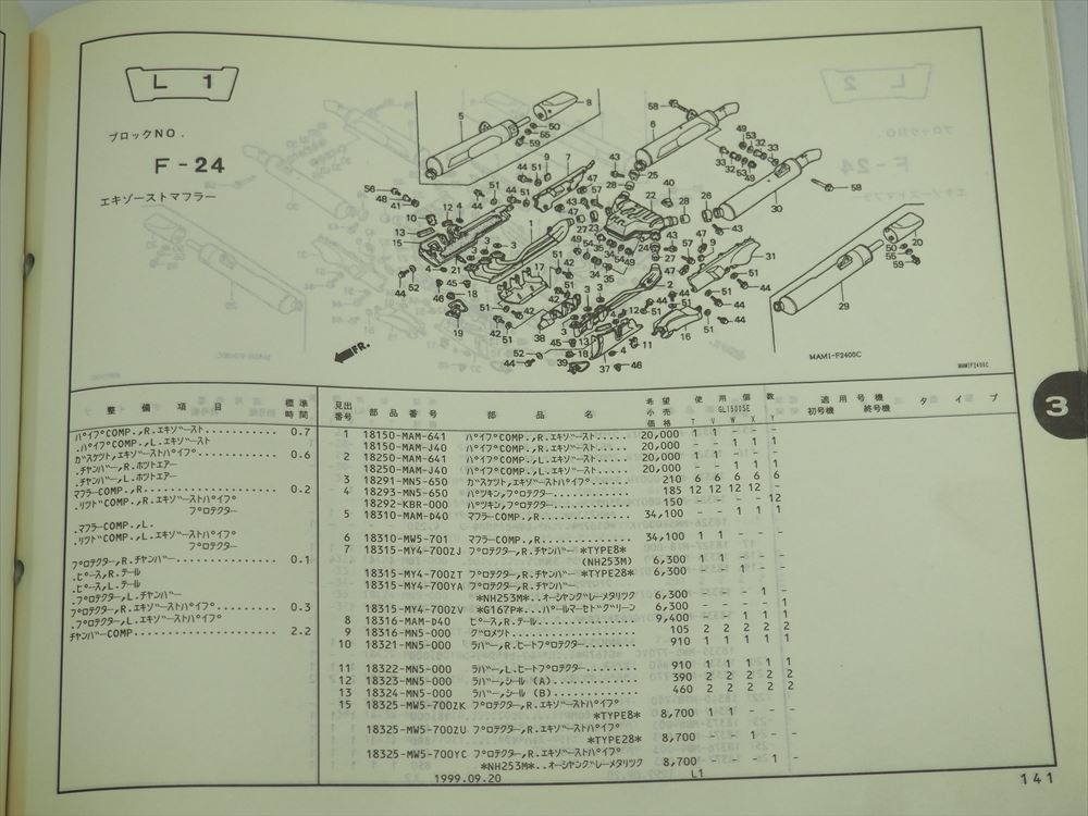  Gold Wing SE SC22-104 105 110 115 GL1500SE 5 версия список запасных частей Gold Wing эпоха Heisei 11 год 9 месяц выпуск 